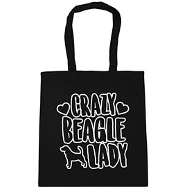 Hippowarehouse Crazy Beagle lady dog Tote Shopping Gym Beach Bag 42cm x38cm, 10 litres