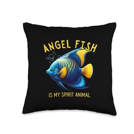 Angel Fish is my Spirit Animal, Vibrant Fish Lover Fun Throw Pillow