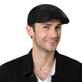 Stetson Texas Mens Leather Driver Cap - Gatsby-Style Flat Cap - Lined Cap - Summer/Winter Leather Cap - Flat Cap Dark Brown M (56-57 cm)