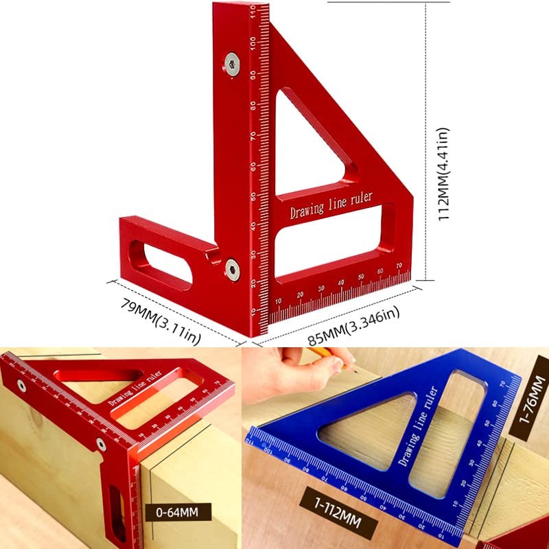 Carpenter Square - Woodworking Square Protractor Aluminum Miter Triangle 3D