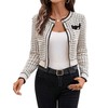 GORGLITTER Women's Checked Cardigan Elegant Cropped Cardigan with Plaid Pattern