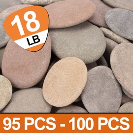 [About 93 PCS - 100 PCS](18 Pounds) Craft Rocks,Painting Rocks,2"-3.6" River Rocks,Smooth Rocks,Flat Rocks,DIY Stones,Arts Stones