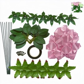 LatinaFlorista DIY Ribbon Rose Kit, Makes 7 Eternal Roses, Complete Craft Set with 105 Premade Petals, Stems, Leaves, Crafting Unique Gift of Forever Flowers Ramos Bouquets (7 Roses Kit -Rose Pink)