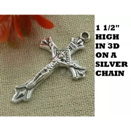 Fashion Jewelry JESUS FAITH CHRISTIAN CROSS Pendant on 925 Plated Sterling Silver 18" Necklace