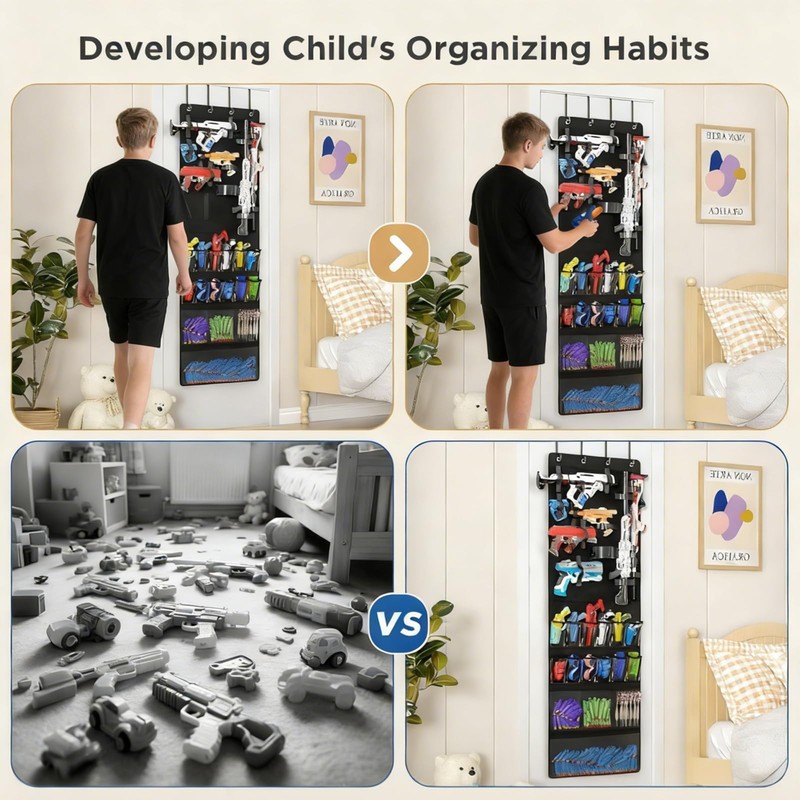 Over the Door Organizer for Toy Guns, Storage Hanger with