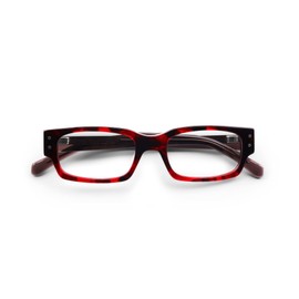 eyebobs - Peckerhead | Premium Reading Glasses for Men and Women | Rectangle Frame for Average Faces, Cherry Red Tortoise/Charcoal, 3.00