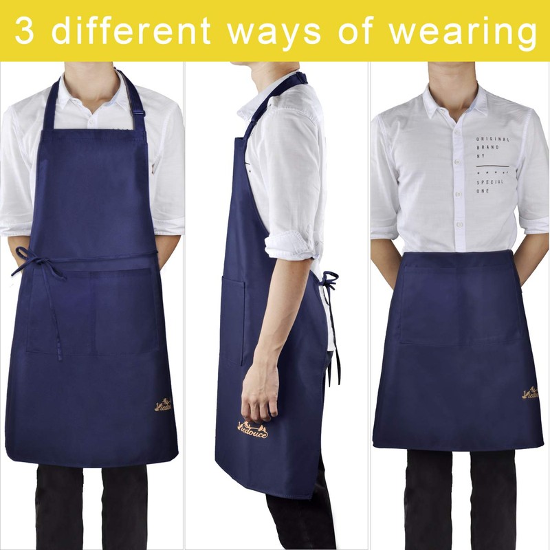 Viedouce 2-Pack of Waterproof Cooking Aprons with Pockets, Adjustable Kitchen