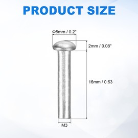 uxcell 50 Pcs Brazier Head Solid Aluminum Rivets, M3 Dia x 16mm Length Round Head Aluminum Boat Rivets for Repairing Boats, Machinery, Aircraft, Automobile Industry