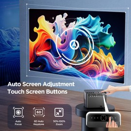Projector 4K Supported, I20 Smart Projector with WiFi 6 and Bluetooth 5.2, Android TV 9.0 & Speakers, Auto Focus & Keystone, Home Theater Projector 600 ANSI, Outdoor Movie Projector