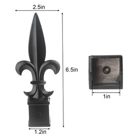 Fence Finials Fleur De Lis High-Impact Aluminium Alloy Black Finial Fence Topper Trident Spear Fence Post Caps Replacement Part, 10 Pack (1inch)
