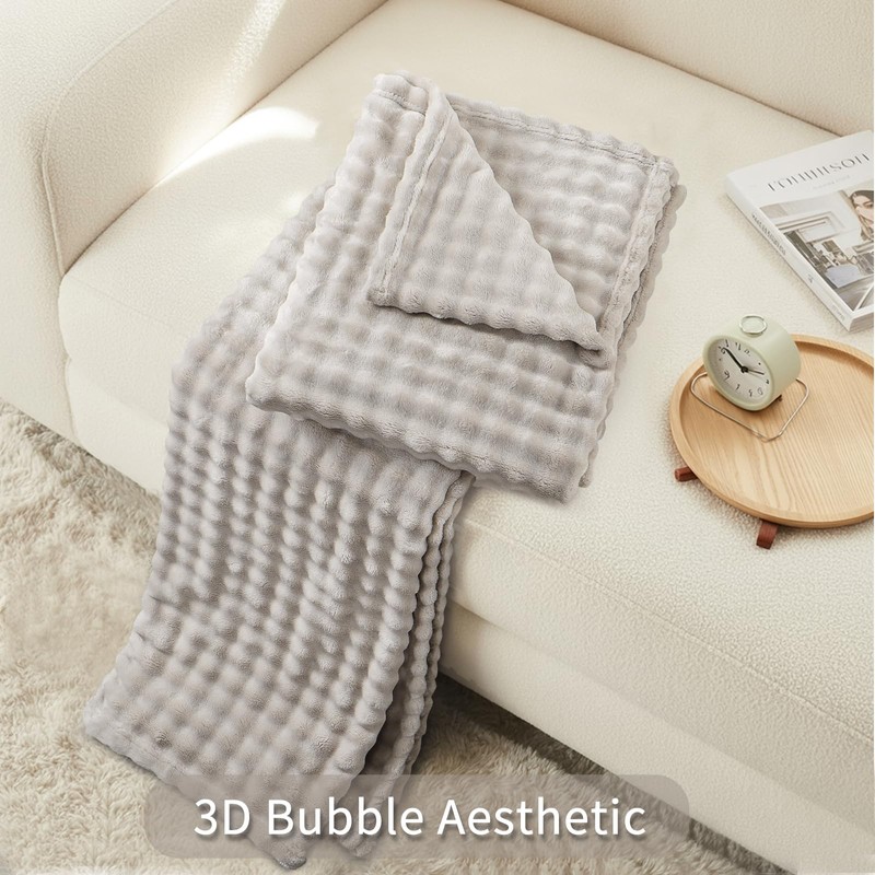 RUIKASI Fleece Throw Blanket for Sofa - Beige Single Fluffy