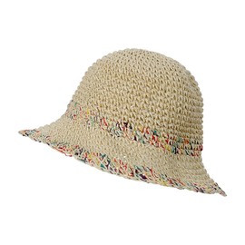 TINAYAUE Cappello di paglia da donna, per la spiaggia, traspirante, pieghevole, elegante cappello da pescatore, leggero, protezione UV, per il tempo libero, regolabile, per adulti, bambini, beige., 54