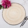 Fennco Styles Handmade Beaded Border Rattan Placemat 15" Round, 1-