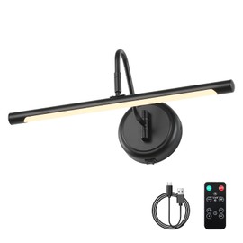 JOOSENLUX Modern Wall Lights Battery Operated Black Wireless Picture Lights for Wall 16.5" Inch Dimmable Under Counter Lights for Kitchen with Swing Arm as Canvas Wall Sconce Light 3000K CRI95+