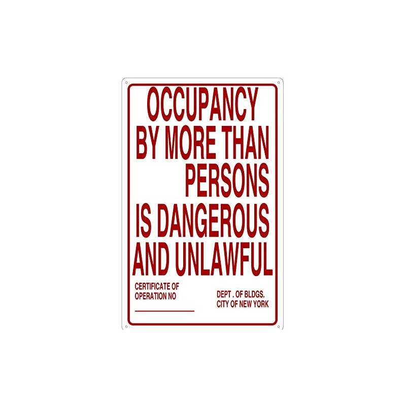 New York city Occupancy sign, FDNY Occupancy sign (white,Reflective, Aluminium