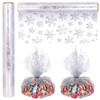 Whaline Christmas Cellophane Wrap Roll Silver Snowflake Clear Wrapping Paper