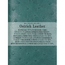 Bliss Leather Genuine Ostrich Long Wallet, Round Zip, YKK Luxury Ostrich Leather, green