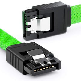 deleyCON 3 x 50 cm SATA 3 Nylon Cable Set Data Cable 6 Gbit/s Connection Cable Motherboard HDD SSD Hard Drive 2 S-ATA Connector Straight Green