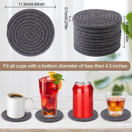 vivinin 10 Psc Cotton Coasters, Absorbent Boho Coasters, Coasters for Drinks, Cup Coasters Woven Coasters, Dark Grey Coaster Set for Room Decor Bar Housewarming Gift, 4.3inch