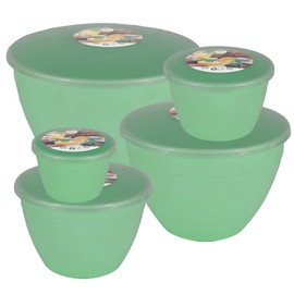 Just Pudding Basins Green Space Saving Set of Plastic Steam Pudding Bowls and Lids 5 Popular Sizes Up to 3 Pints