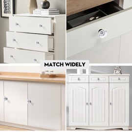 HIEMEY 8 Pcs Crystal Cabinet Knobs, Glass Cabinet Knobs for Dresser Drawers, Kitchen Drawer Pulls Black Matte, Octagon