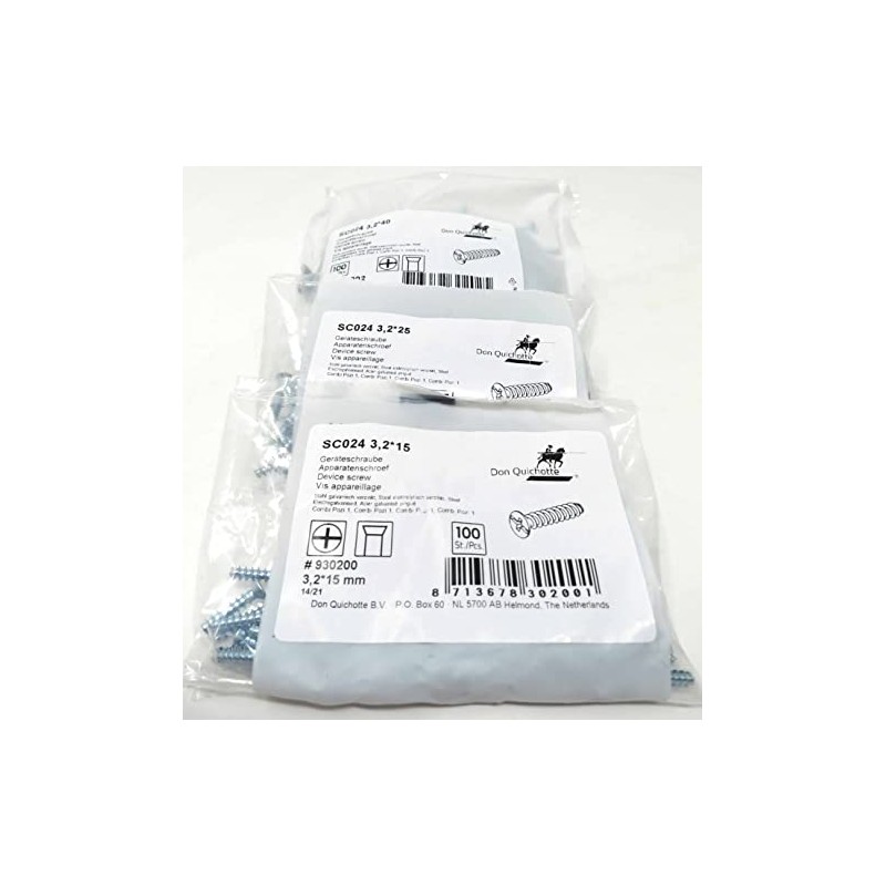 Device Screws 3.2 x 15 mm, 3.2 x 25 mm,