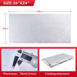 BuyUneed 78mil Heat Shield Aluminum Foil Mat High Temperature 2300℉ Ceramic Fiber Barrier Insulation Thermal Shield Material Sheet Protection (Self-Adhesive, 26" x 24")