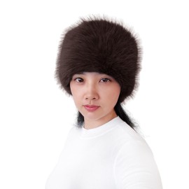 Lina & Lily Women's Winter Headband Head Ear Warmer Long Pile Faux Fur (Dark Brown)
