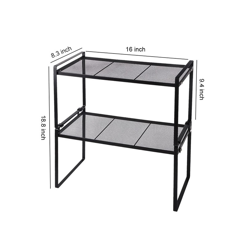 Ymeibe 2 Pack Stackable Cabinet Shelf Organizer - Heavy-Duty Coated