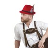 Traditional German Bavarian Red Felt Fedora for Men and Hat