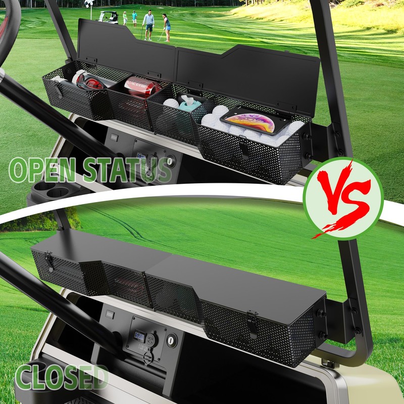 10L0L Golf Cart Front Inner Storage Utility Basket with Cover