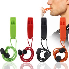 Whistle Whistle, Dual Frequency Design, Loud Volume, Disaster Prevention, Rescue, Emergency Whistle, Clip, Set of 4, Anti-Loss, Convenient, Multi-functional Survival Whistle, Outdoor Adventure, Camping, Family Ready, Lifesaving Tool, Lightweight, Waterpr