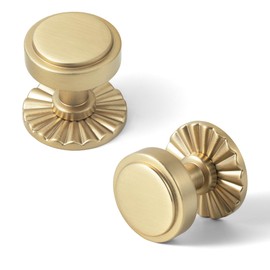 Goo-Ki 6 Pack Cabinet Knobs Champagne Bronze Drawer Knobs with Backplate Zinc Alloy Kitchen Hardware - Vintage Brass Single Hole/Screw Bar Cabinet Pulls with Spacer