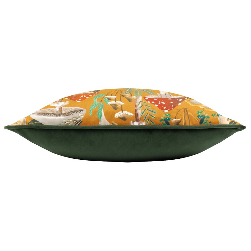 Wylder Nature Wild Gardens Mushroom Repeat Velvet Piped Cushion Cover