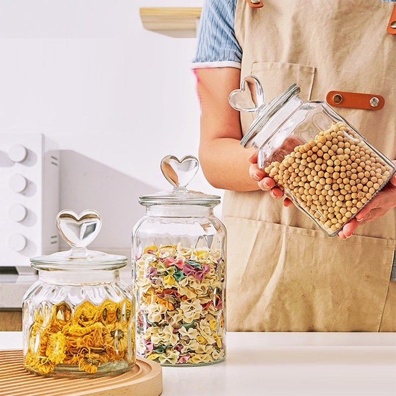 ECYC 650 ml Clear Glass Jar with Lovely Heart-Shaped Handle,