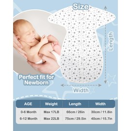 MOXTOYU Baby Swaddle Blanket, 100% Cotton 0.5 Tog Newborn Swaddle Wrap, Arms Up Baby Transition Swaddle with Adjustable Sleeves and Dual Zippers, Gift for Birthday to Newborns 0-6M, white
