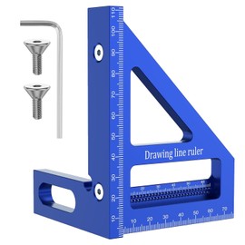 3D Multi-Angle Measuring Ruler,45/90 Degree Aluminum Alloy Woodworking Square Protractor,Ideal for Engineer Carpenter Crafting, Drawing,Miter Triangle Ruler High Precision Layout Measuring Tool (Blue)