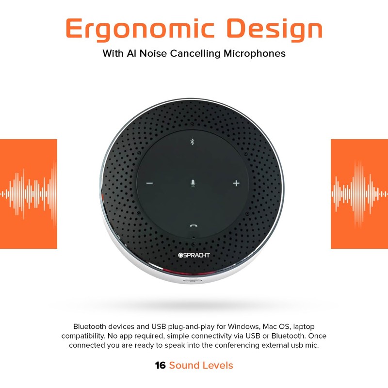 Spracht Conference Mate Pro Speaker, Conference Speakerphone, Conference Microphone, 6