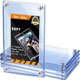 5 Pieces 4 Screw Trading Card Protector, Baseball Sleeves Card Protector, 35 Pt Acrylic Holder Clear Case for Baseball Football Sports Game Storage and Display Holders