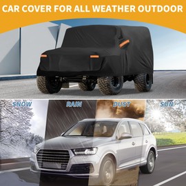Partuto All-Weather Waterproof Car Cover - UV-Resistant Outdoor Full Exterior Protection for Land Rover Defender 110 2020-2025 Black with Right Side Zipper