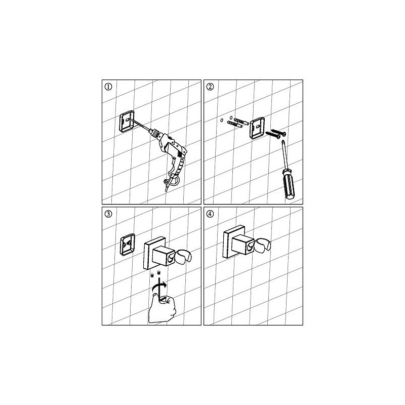 KANARY All Metal Square Handheld Shower Bracket Hand Held Shower