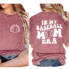 Baseball Mom Game Day Shirt:in My Baseball Mom Era Shirts Funny Baseball Graphic Tees Baseball Mama Tops Pink