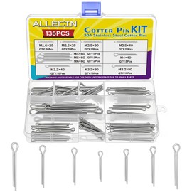 ALLECIN 11 Values Cotter Pin Kit 304 Stainless Steel Small Cotter Pins Large Split Pins Heavy Duty Hardware Pins Set for Automotive Machinery Repairs DIY Crafts (Pack of 135Pcs)