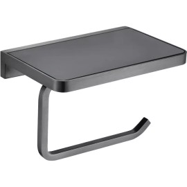 Lexora Home Bagno Bianca Stainless Steel Shelf with Holder in Gun Metal