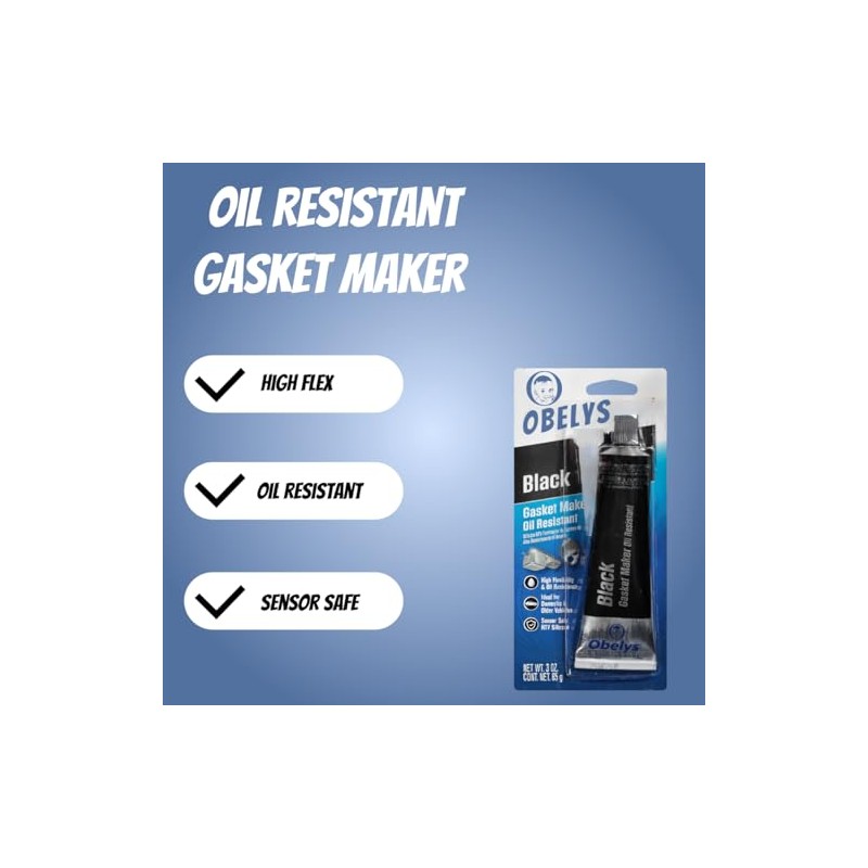 Obelys Black Oil Resistant Gasket Maker RTV Silicone - 12-Pack
