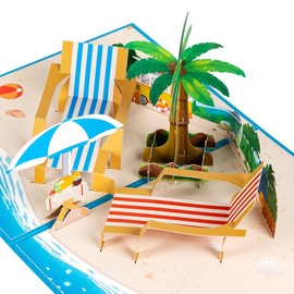 CNLITIHEKA Beach Vacation Pop Up Anniversary Card, 3D Retirement Pop Up Cards, Birthday Card, Valentine's Day Card, Thinking of You For All Occasion.