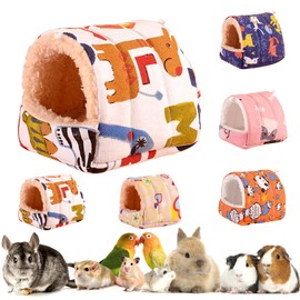 HPAWHOMEPART Hamster Bed,Winter Warm Extra Thick Small Animals House with Cute Print,Hamster Hideout House Small Pet Cage Accessories Hammock Bed for Guinea Pig, Chinchilla, Hedeghogs(L)