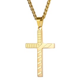 Cupimatch American Flag Cross Necklace Philippians 4:13 Bible Verse Pendant Inspirational Pendant Necklace With 24 inch Chain Stainless Steel Patriotic Jewelry for Men Women