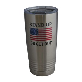 Stand Up USA Flag 20 Oz Travel Tumbler Mug Cup w/Lid Stainless Steel Hot or Cold Military Veteran Gift