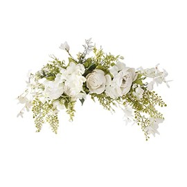 Flores de arco, guirnalda floral artificial para decoración de puerta delantera, de boda, flores rústicas florales artificiales para puerta, dintel, hojas verdes, rosa, peonía,
